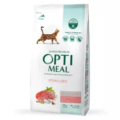 Optimeal Adult Cat Sterilised Beef Sorghum 1,5 кг (говядина и сорго) сухой корм для котов