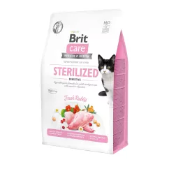 Сухой корм для стерилизованных кошек с чувствительным пищеварением Brit Care Cat GF Sterilized Sensitive 400 г (кролик) (171291/0778)