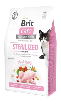 Сухий корм для стерилізованих котів з чутливим травленням Brit Care Cat GF Sterilized Sensitive 2 кг (кролик) (171290/0761)