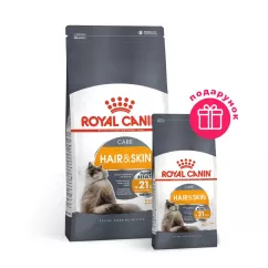 Сухой корм для кошек, шерсть которых требует дополнительного ухода Royal Canin Hair & Skin 2 кг + 400 г в ПОДАРОК (домашняя птица) (10934)