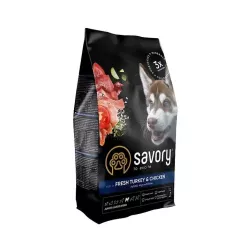 Savory 3 кг (індичка та курка) сухий корм для цуценят великих порід