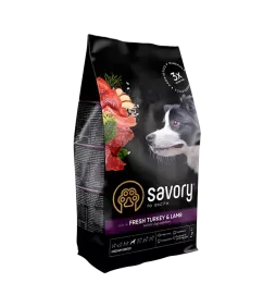 Savory 1 кг (индейка и ягненок) сухой корм для собак средних пород