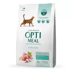 Сухой корм для кошек Optimeal Sterilised 4 кг (индейка и овес) (B1840601)
