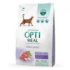 Сухий корм для дорослих котів Optimeal з ефектом виведення шерсті 4 кг (качка) (B1840701)