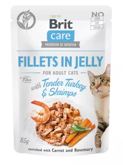 Влажный корм для кошек Brit Care Cat pouch 85 г (индейка с креветками в желе) (100535/0570)