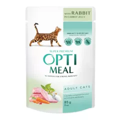 Влажный корм для кошек Optimeal pouch 85 г (кроликом в морковном желе) (4820215365840)