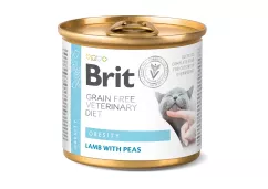 Влажный корм для кошек при ожирении и избыточном весе Brit VetDiets Obesity 200 г (ягненок и горох) (100711)