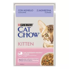 Вологий корм для кошенят Cat Chow Kitten pouch 85 г (ягня та кабачок) (12527718/12506324)