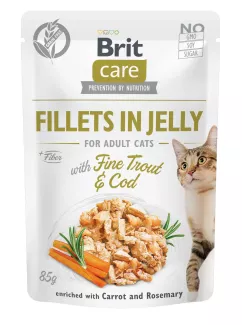 Вологий корм для котів Brit Care Cat pouch 85 г (тріска і форель в желе) (100536/0587)