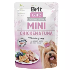 Вологий корм для собак Brit Care Mini 85г філе в соусі (курка та тунець) (100217/4425)