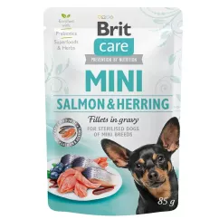 Вологий корм для собак Brit Care Mini 85г філе в соусі (лосось та оселедець) (100219/4449)