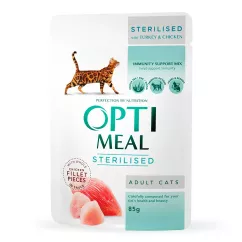 Влажный корм для стерилизованных кошек Optimeal 85 г (индейка и курица) (4820083906015)