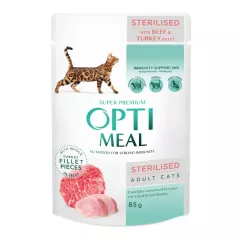 Влажный корм для стерилизованных кошек Optimeal pouch 85 г (говядина и индейка) (4820215365901)