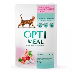 Вологий корм для дорослих котів Optimeal 85 г (ягня і овочі) (4820083905445)