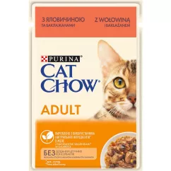 Вологий корм для котів Cat Chow Adult 85 г (яловичина та баклажани) (12527643/12449442)