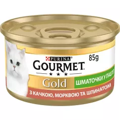 Влажный корм для кошек Gourmet Gold Pieces in Pate Duck, Carrot & Spinach 85 г (утка, морковь и шпинат) (7613033728778)