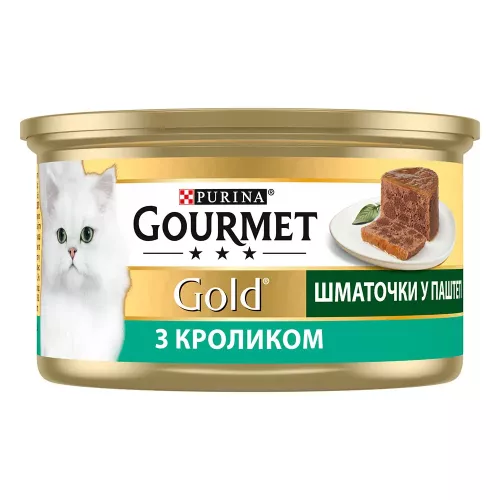 Вологий корм для котів Gourmet Gold Pieces in Pate Rabbit 85 г (кролик) (7613033706271) - фото №2