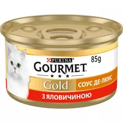 Вологий корм для котів Gourmet Gold Соус де-люкс 85 г (яловичина) (7613036705134)