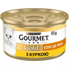 Вологий корм для котів Gourmet Gold Соус де-люкс 85 г (курка) (7613036705103)