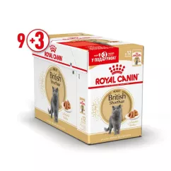 Вологий корм для дорослих котів породи британська короткошерста Royal Canin British Shorthair Adult Gravy 85г, 9+3 шт у подарунок (домашня птиця) (11476)