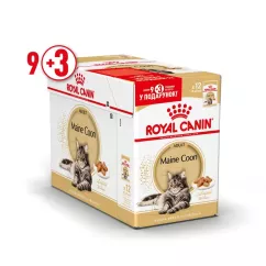 Вологий корм для дорослих котів породи мейн-кун pouch Royal Canin Maine Coon Adult Gravy 85г, 9+3 шт у подарунок (домашня птиця) (11483)