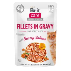 Вологий корм для котів Brit Care Cat pouch 85g (філе лосося в соусі) (100530/0525)