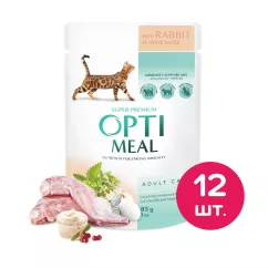Влажный корм для кошек OPTIMEAL 12 шт х 85г (кролик в белом соусе) (B2710702)