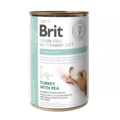 Вологий корм для собак Brit VetDiets Dog Struvite при лікуванні та для профілактики сечокам'яної хвороби 400г (індичка та горошок) (100279/6078)