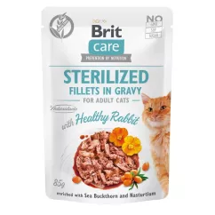 Влажный корм для стерилизованных кошек Brit Care Cat pouch 85 г (филе кроля в соусе) (100526/0488)