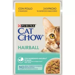 Вологий корм для виведення шерсті у котів Cat Chow Adult 85 г (курка і квасоля) (12527604/12449409)