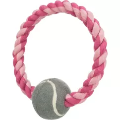Игрушка для собак Trixie Кольцо плетеное с теннисным мячом d=18 см, d=6 см (текстиль, цвета в ассортименте) (3266)