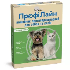 ProVET ПрофиЛайн ошейник для собак и котов от внешних паразитов зеленый 35см