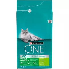 Purina One Indoor 1,5 кг (индейка) сухой корм для домашних котов