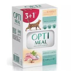 Набор 3+1 влажный корм для взрослых кошек Optimeal, 340 г (кролик в белом соусе) (B2720101)