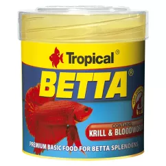 Tropical Betta Сухой корм для аквариумных рыб петушков в хлопьях 50 мл