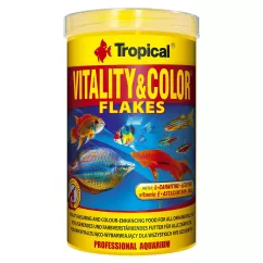 Сухий корм для акваріумних риб Tropical в пластівцях «Vitality & Color Flakes» 1 л (для всіх акваріумних риб) (77146)