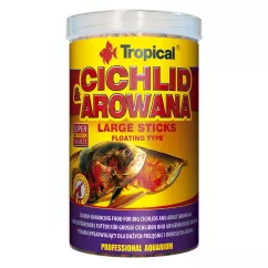 Сухий корм для акваріумних риб Tropical в паличках «Cichlid & Arowana Large Sticks» 1 л (для м'ясоїдних цихлід) (63536)