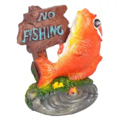 Декорация для аквариума KW Zone King's Рыбка с табличкой "No Fishing" 5,5 x 4 x 5,5 см (пластик)