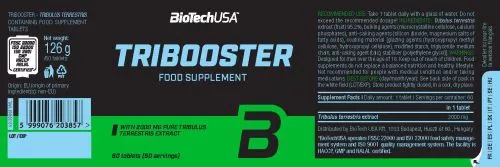 Тестостероновий бустер Biotech Tribooster (Tribusteron booster) 60 таб (5999076203857) - фото №2