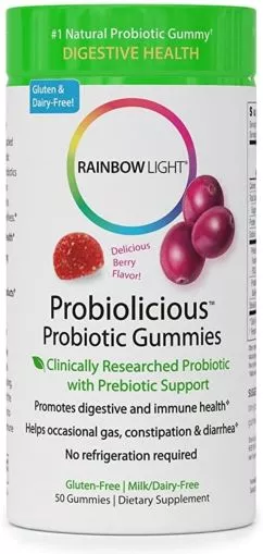 Пробіотики Rainbow Light смак ягід Probiolicious Probiotic Gummies Delicious Berry Flavor 50 жувальних цукерок (21888121212)