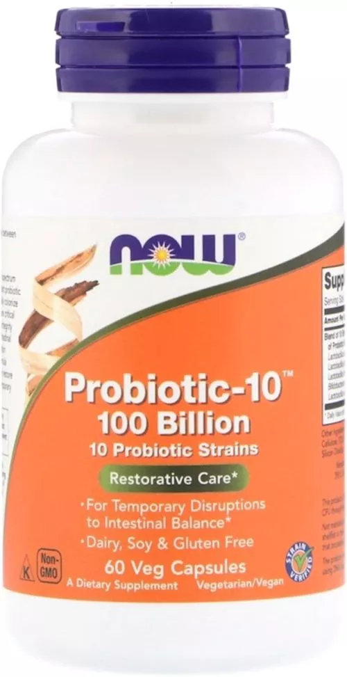 Пробіотики для травлення, Probiotic-10, 100 Billion, Now Foods 60 вегетаріанських капсул (733739029041) - фото №2