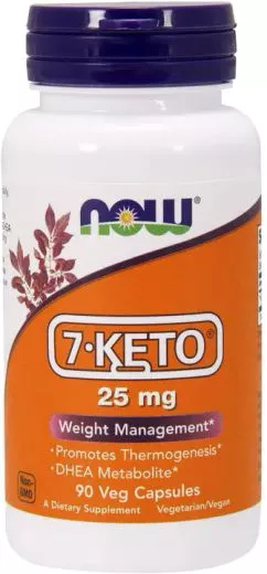 Тестостероновий бустер NOW Foods 7-KETO 25 мг 90 веганських капсул (733739030108)