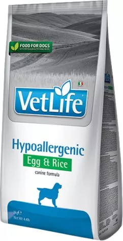 Сухий лікувальний корм Farmina Vet Life Hypoallergenic Egg & Rice дієтичне харчування 2 кг (8010276025272)