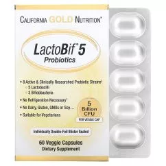 Пробіотики LactoBif 5 млрд California Gold Nutrition 60 капсул (898220009633)