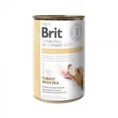 Вологий лікувальний корм Brit VetDiets Dogs Hepatic для підтримки роботи печінки у собак, з індичкою та горохом, 400 г (100275/6030)