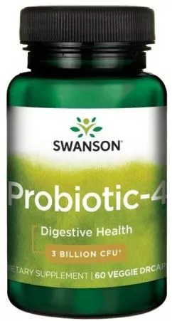 Пищевая добавка Swanson Пробиотик-4 3 миллиарда 60 капсул для иммунитета (87614190037)
