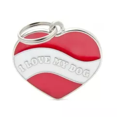 Медальйон-адресник My family Серце «I love my dog charms» (червоний/білий) (CH07)