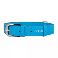 Ошейник Collar кожаный «Glamour» (Гламур) 21-29 см/12 мм (голубой) (С32562)