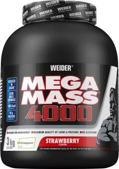Гейнер Weider Mega Mass 4000 3 кг Клубника (4044782325858)