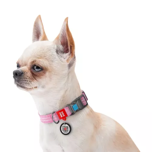 Collar WAUDOG Re-cotton Нашийник для собак з QR-паспортом 31-49 см/25 мм рожевий (C02927) - фото №3